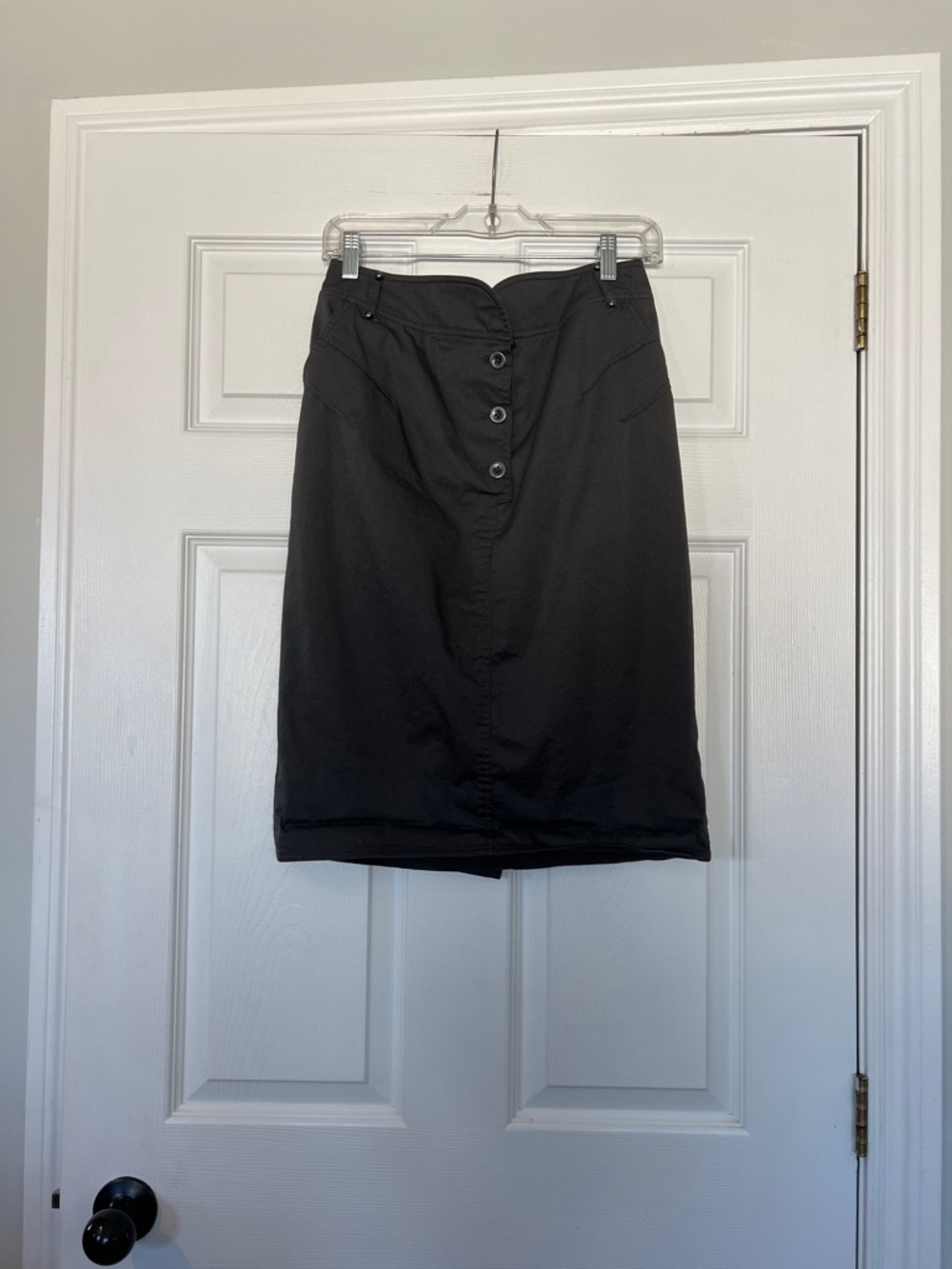 Classic High-Waist Button-Front charcoal Skirt